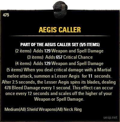 ESO Aegis Caller Gear Set - Elder Scrolls Online: Best 5 DPS Builds for ...