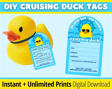 Cruising Ducks Tag, Printable Digital Download, Instant Cruise PDF, Carnival Duck Tag, Gift for ...