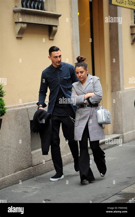 Matteo Darmian and wife Francesca Cormanni out shopping in Milan, Italy Featuring: Matteo ...