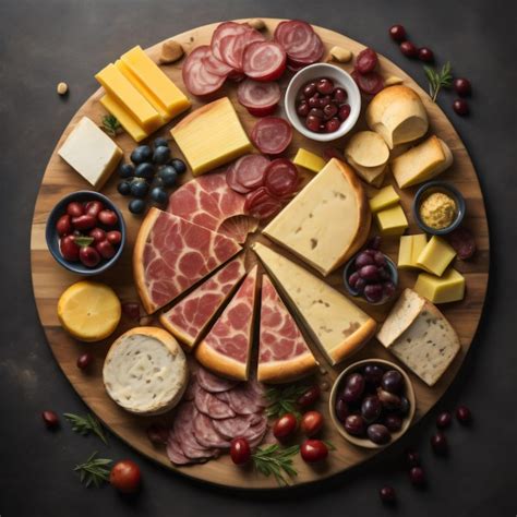 Premium AI Image | A round pizza with cheese, meat, cheese, and cheese.