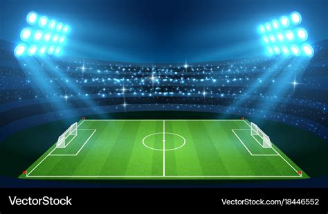 Soccer stadium with empty football field Vector Image