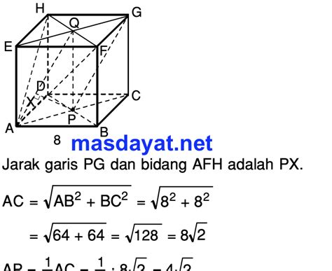 Diketahui kubus ABCD.EFGH dengan panjang rusuk 8 cm. Titik P terletak di tengah-tengah BD - Mas ...