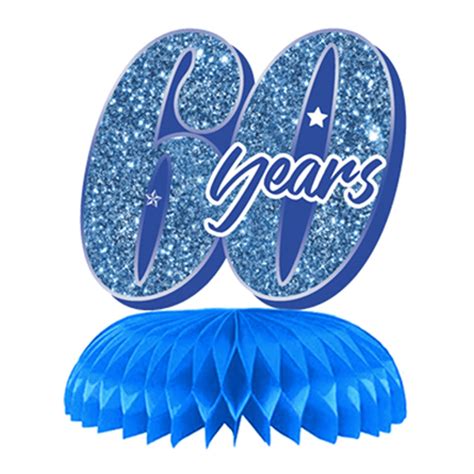 Buy 9Pcs 60th Birthday Party Honeycomb Centerpieces, Blue Silver 60 Years Old Birthday Party ...