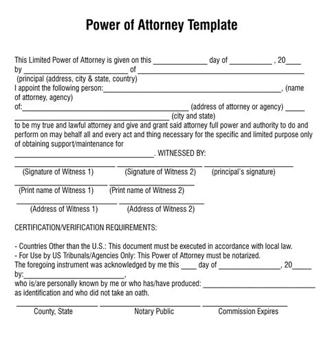 Power Of Attorney Template Us - Sample Power of Attorney Blog