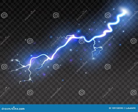 Lightning on Transparent Background. Realistic Thunder Storm Stock Vector - Illustration of ...