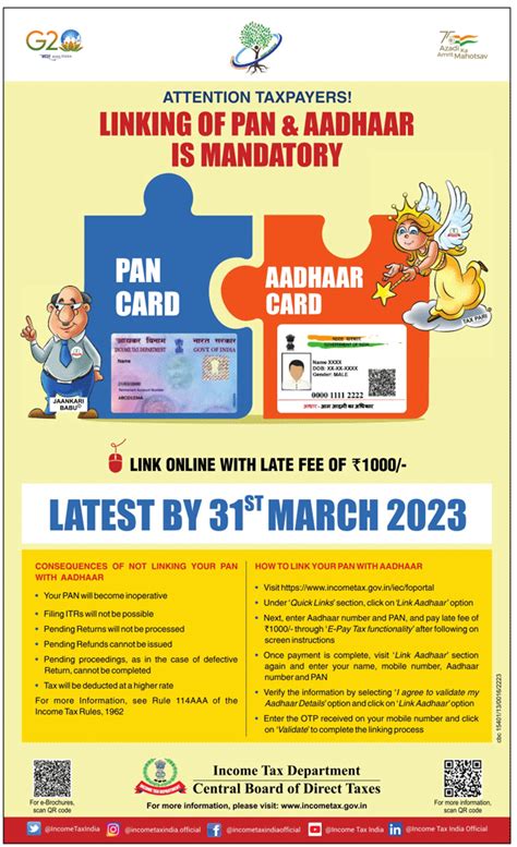 If you do not link your PAN and Aadhaar before March 31, 2023, your PAN will become inactive