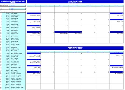 Monthly Event Calendar » ExcelTemplate.net