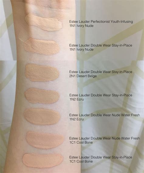 Double wear swatches for fair/medium skin | Foundation swatches, Estee ...