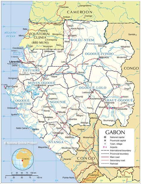 Administrative Map of Gabon 1200 pixel - Nations Online Project