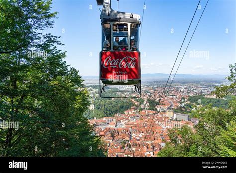 Brasov, Romania - September 02 2023: Cable car going to Mount Tampa ...