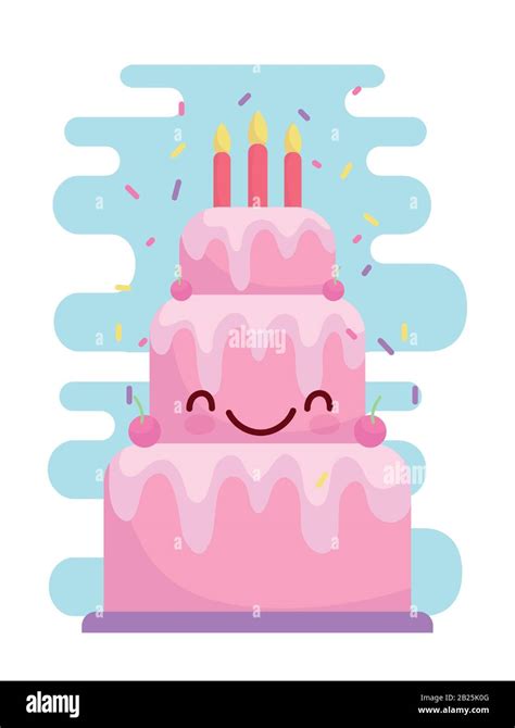 birthday cake with candles menu character cartoon food cute vector illustration Stock Vector ...