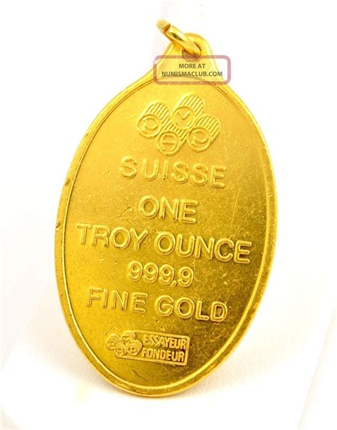 Pamp Suisse Lady Fortuna 1 Troy Ounce. 9999 Fine Gold Oval Bar Pendant