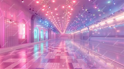 Premium Photo | Retro Roller Rinks in Retrowave Pastel Colors Under ...