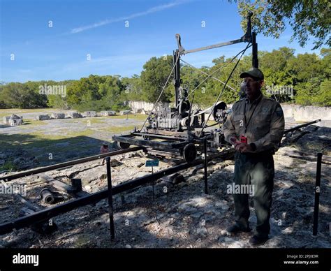 Islamorada, FL USA - January 18, 2023: A Florida State Park Ranger guiding a tour at Windley Key ...