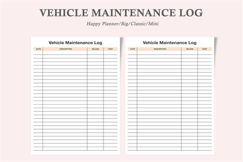 Vehicle Maintenance Log,Maintenance Log Graphic by watercolortheme · Creative Fabrica