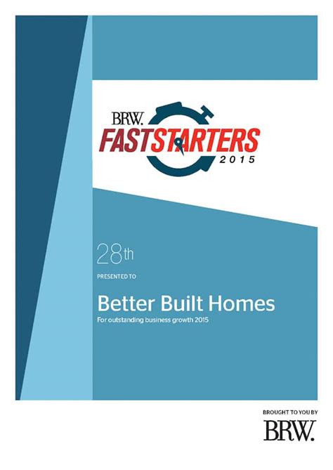 We're BRW Magazine's Top 100 New Starters | Better Built Homes