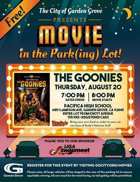 Movie in the Park(ing) Lot - The Goonies | City of Garden Grove