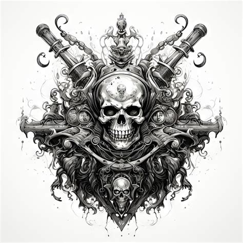 Premium AI Image | Illustration of a styled skull art tattoo design