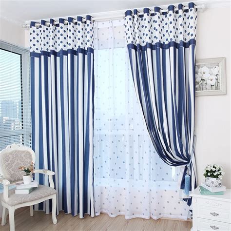 Free shipping Textiles Simple blue striped curtains blackout curtain ...