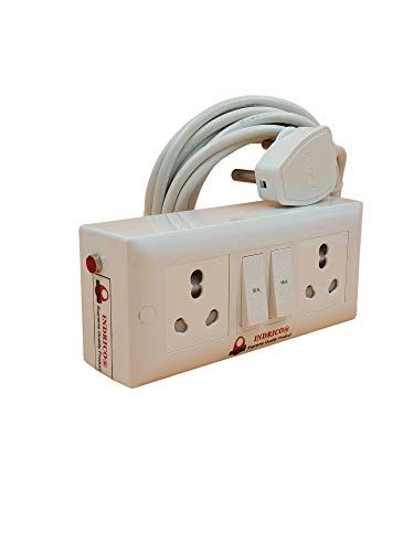 INDRICO 16 Amp Electric Extension Board for Heavy Duty with Individual Switches PVC White Pack ...