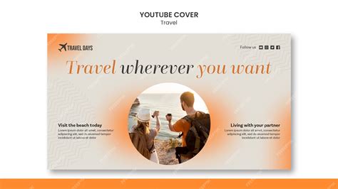 Premium PSD | Flat design travel adventure youtube cover