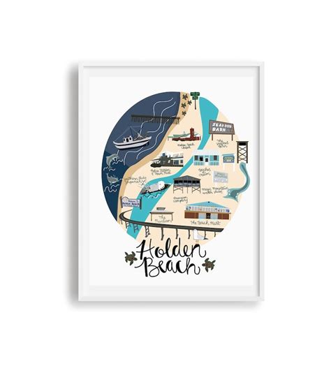 Holden Beach Print, Holden Beach Map, Holden Beach NC, North Carolina ...