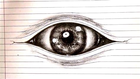 how to draw an eye Optical illusion Drawing on lined paper - YouTube