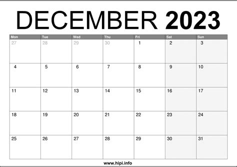 December 2023 UK Calendar A4 Size Free - Hipi.info