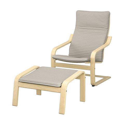 POÄNG armchair and footstool, birch veneer/Knisa light beige - IKEA CA