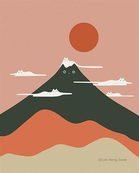 My 30 Minimal Illustrations That Blend Cats Into Landscapes And Other ...