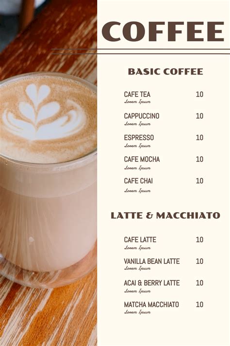 Brown Coffee Photo Grid Coffee Shop Menu | Menu Template