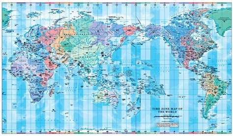 Pacific Centred Time Zone Wall Map Of The World Large Map Images