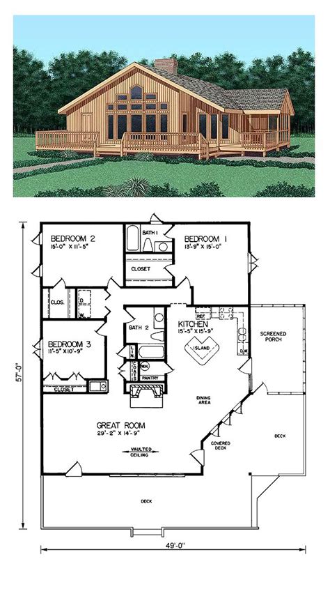 Contemporary House Plan 45398 with 3 Bed, 2 Bath | Contemporary house ...