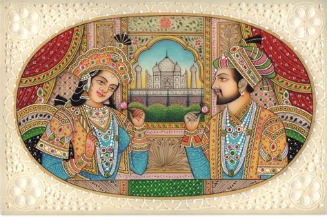 Shah Jahan Mumtaz Mahal Portrait Art Handmade Mughal Empire Miniature Painting | Dazzling Mughal ...