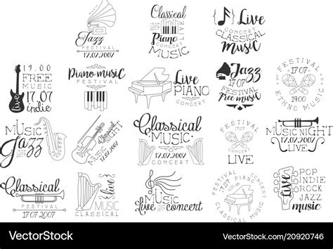 Live music hand drawn banner set Royalty Free Vector Image