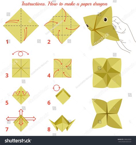 Instructions How Make Paper Dragon Animal Stock Vector 298023650 ...