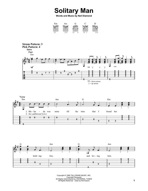 Solitary Man | Sheet Music Direct