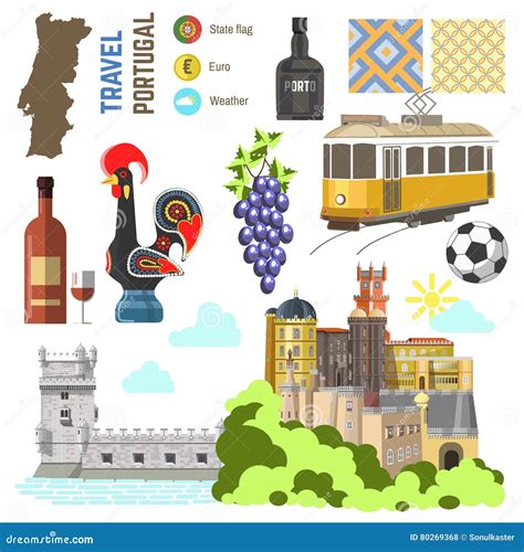 Portugal Culture Banner Template With Famous Landmarks And Text Cartoon ...