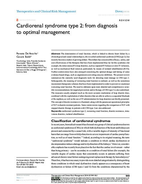 (PDF) Cardiorenal syndrome type 2: from diagnosis to optimal management ...