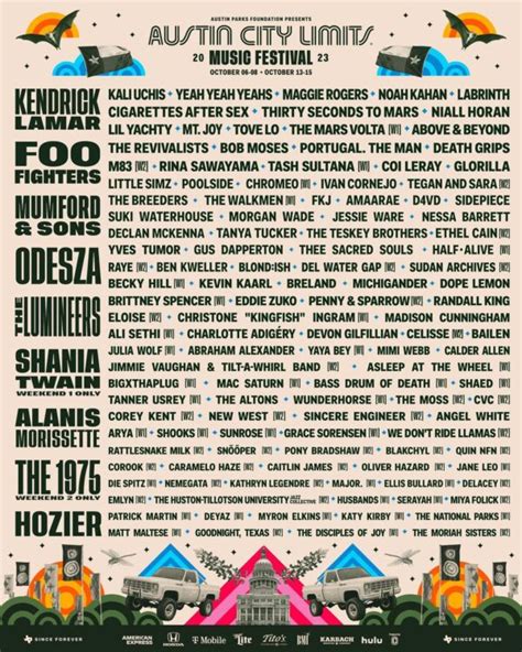 Austin City Limits Unveils 2023 Lineup Ft. ODESZA, Kendrick Lamar, Foo Fighters