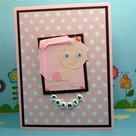 Personalized Baby Girl Card Pink Polka Dots - Etsy