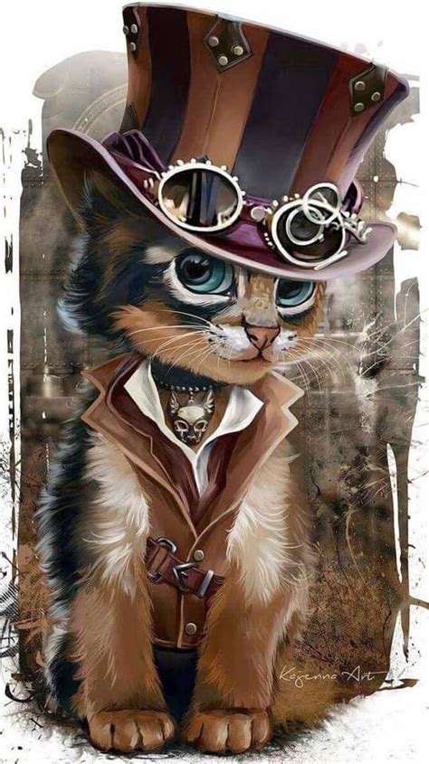 Pin by ♔ A L I C I A ♔ on ∞ Aятωσяк ∞ | Steampunk cat, Cat art, Funny art