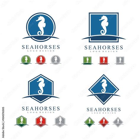 Seahorse, Ship's Wheel, Compass, Vector Logo Design Template Stock ...