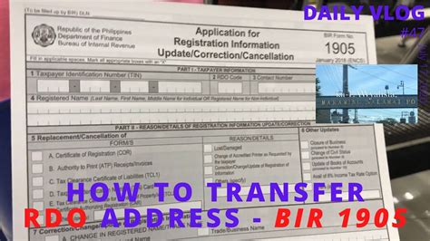 HOW TO TRANSFER RDO ADDRESS - BIR 1905 - YouTube