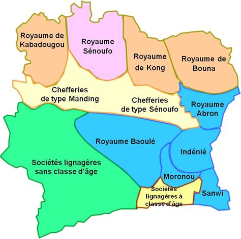 Precolonial political situation in Côte d'Ivoire with the different ...