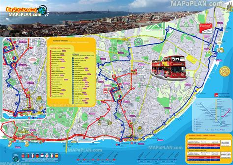 Map of Lisbon Bus Tour: hop on hop off Bus Tours and Big Bus of Lisbon