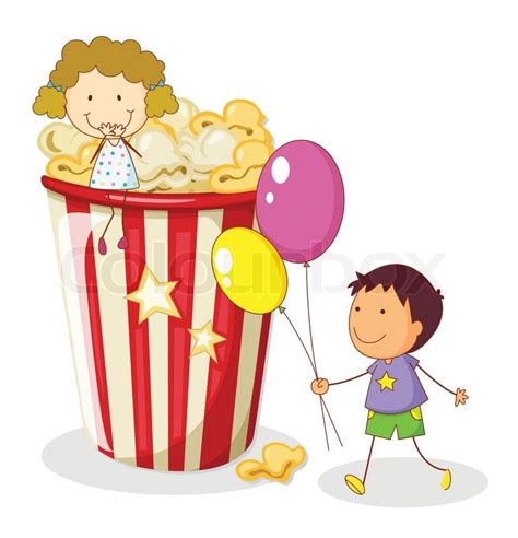 Kids and popcorn | Stock vector | Colourbox