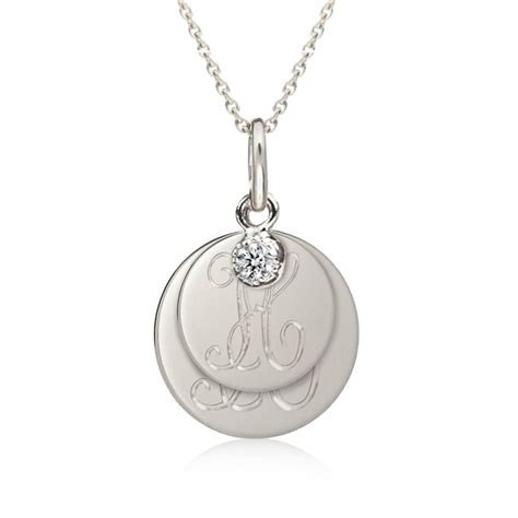 Double initial necklace 14k solid white gold mother child