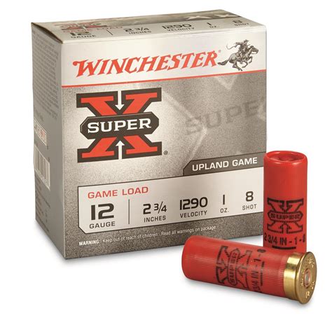 Winchester, 12 Gauge, 2 3/4", 1 oz., Super-X Game Loads, 25 Rounds ...