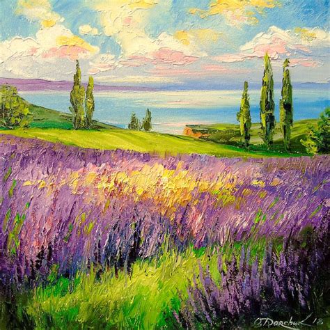 Lavender field Painting by Olha Darchuk | Saatchi Art